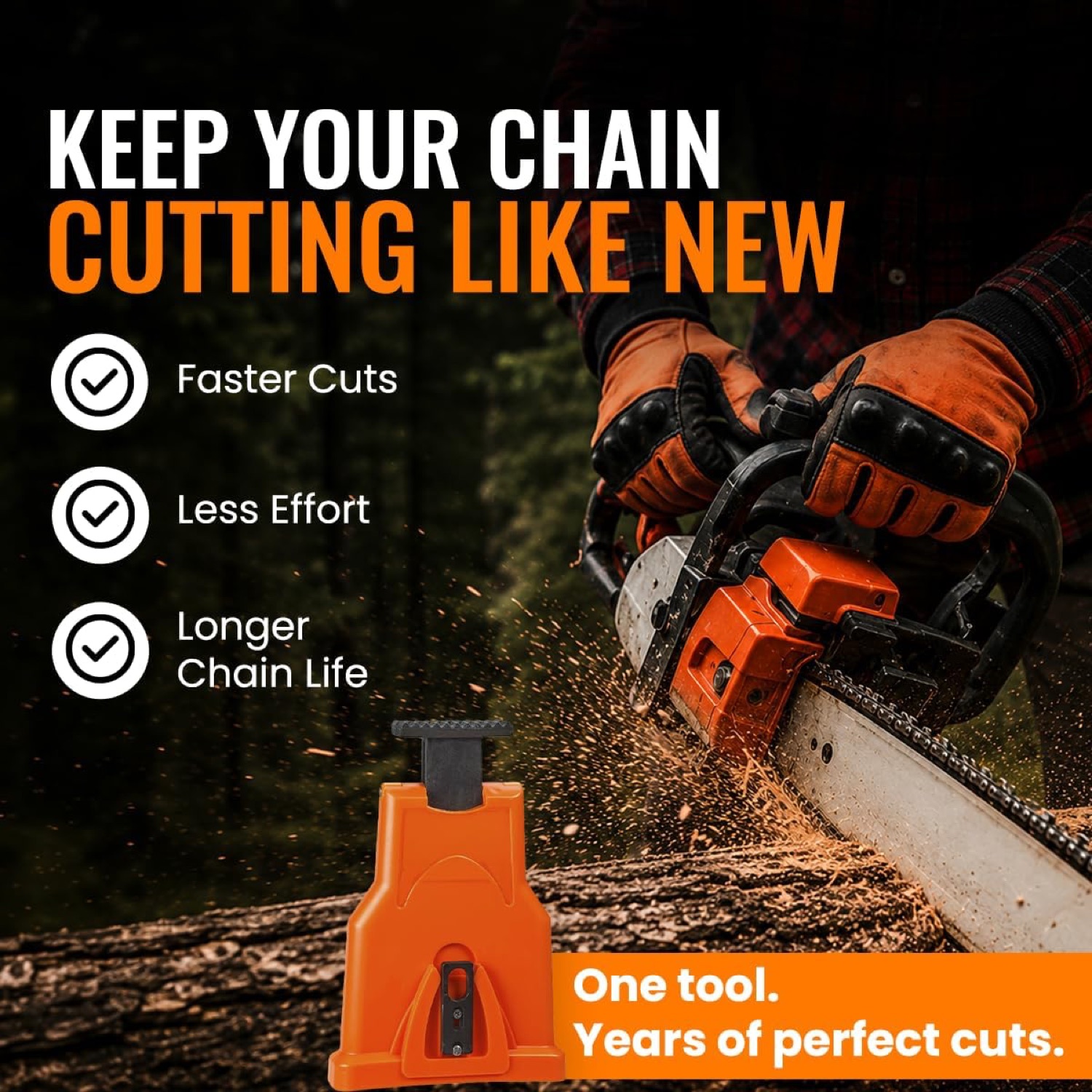 Chainsaw Sharpener File Kit — 8-Piece Manual Saw Chain Sharpening Set