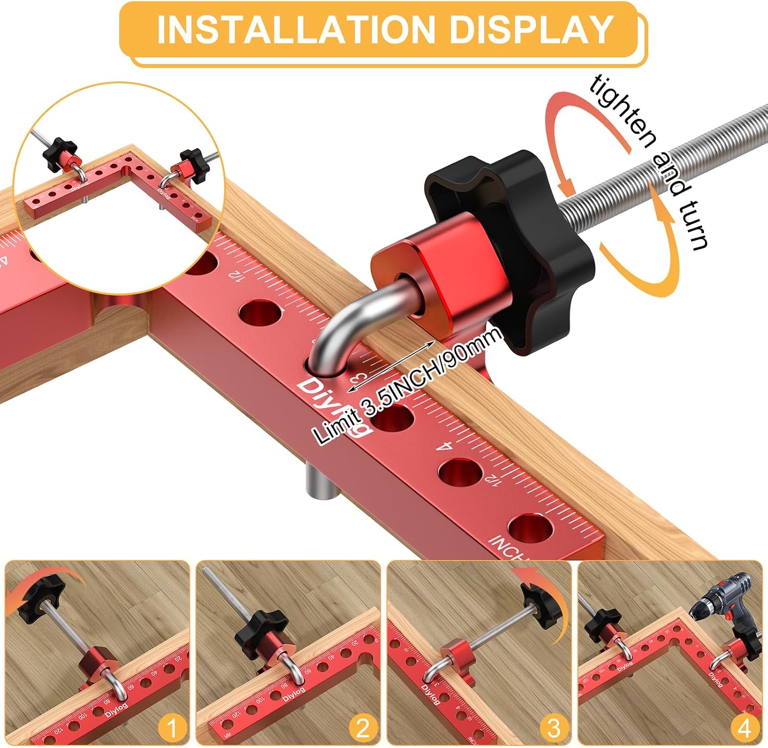 Corner Clamp 4 Pack — 5.5" / 140mm Right Angle Clamp