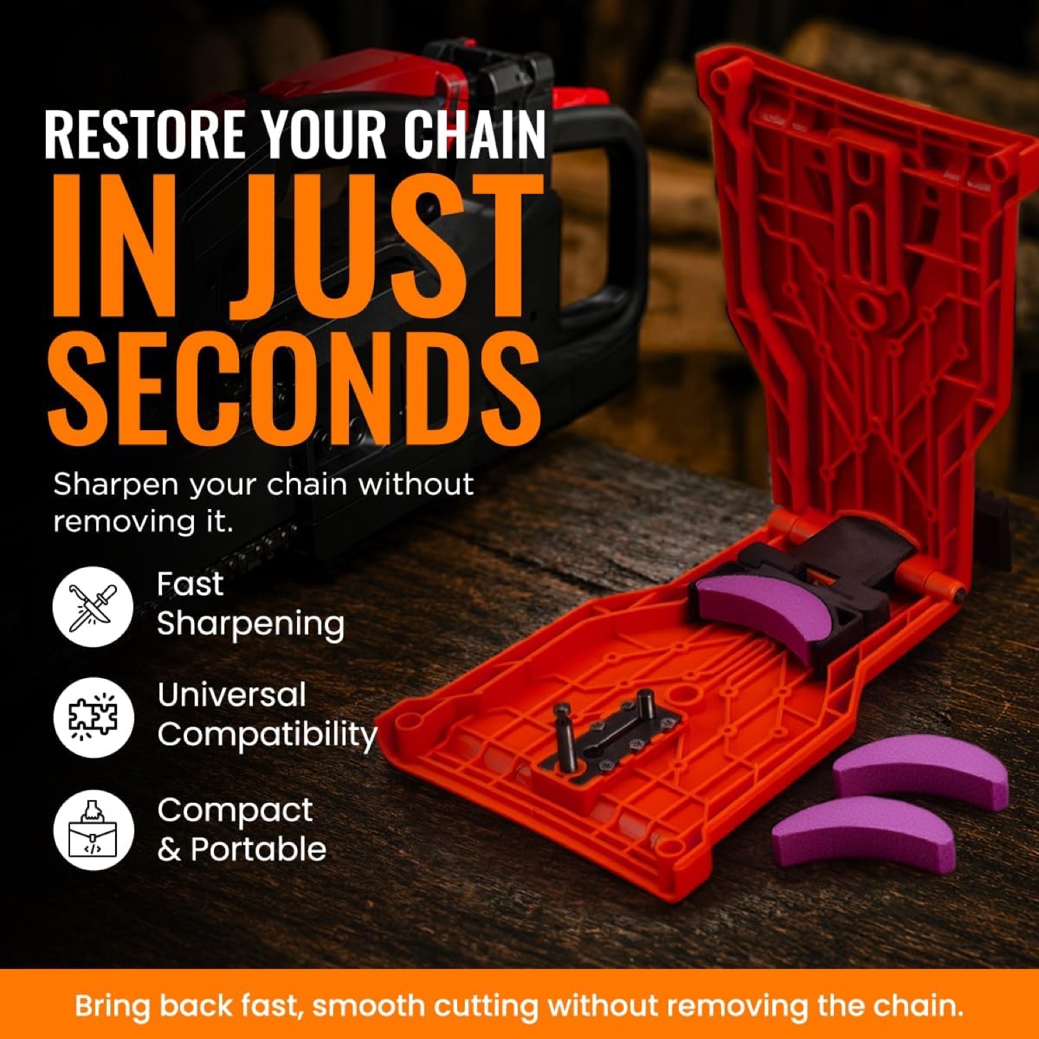 Chainsaw Sharpener File Kit — 8-Piece Manual Saw Chain Sharpening Set