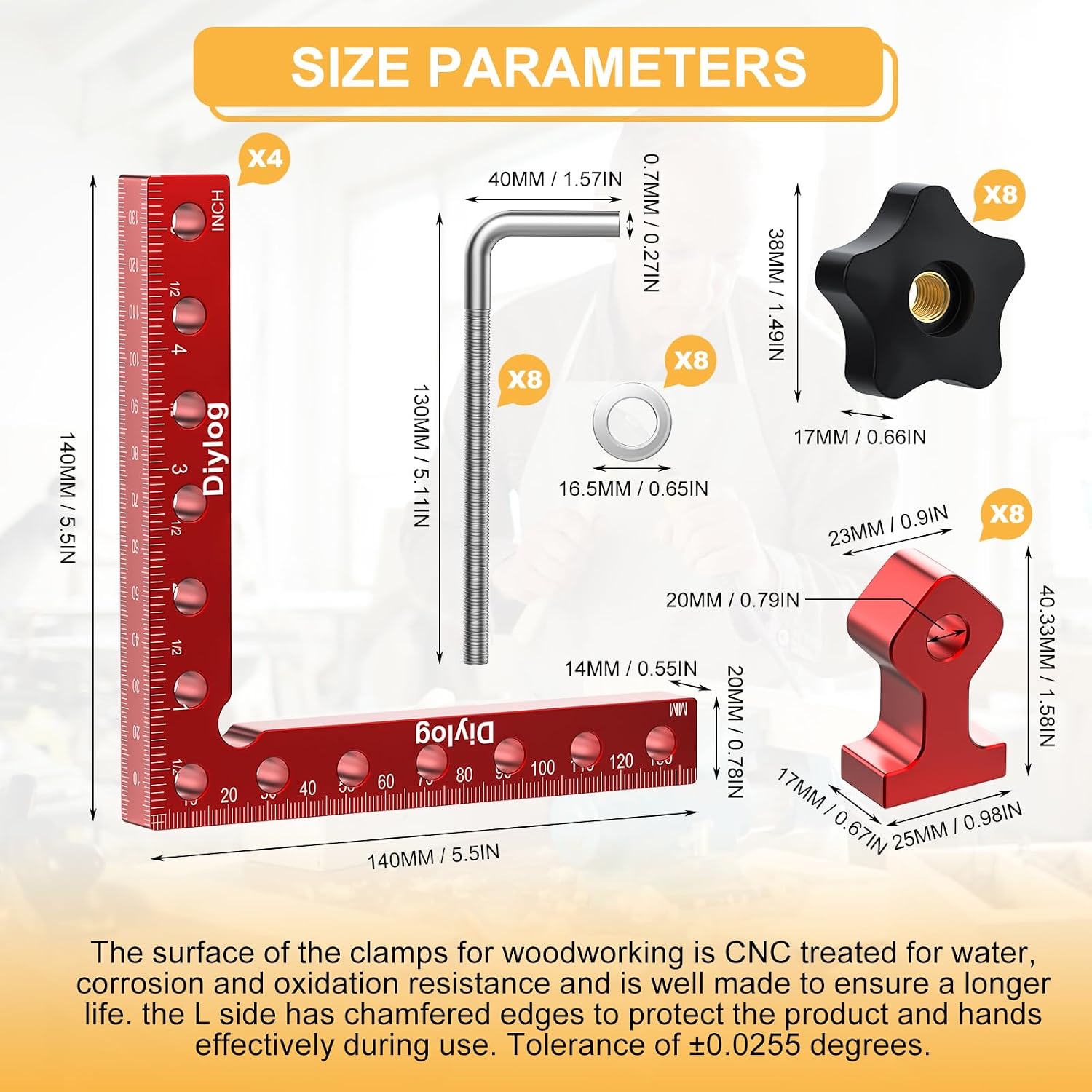 Corner Clamp 4 Pack — 5.5" / 140mm Right Angle Clamp